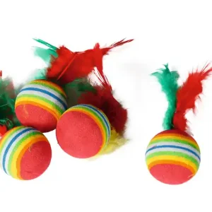Markenware Karlie Rainbowbälle Feder 4 Stück